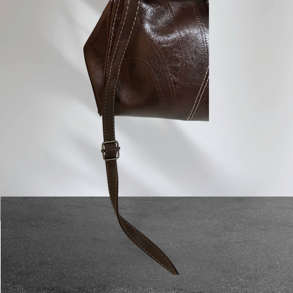 Crossbody Bag with Long Adjustable Strap and Short Hand Strap W Brown/Dark Gray - Picture 11 of 13
